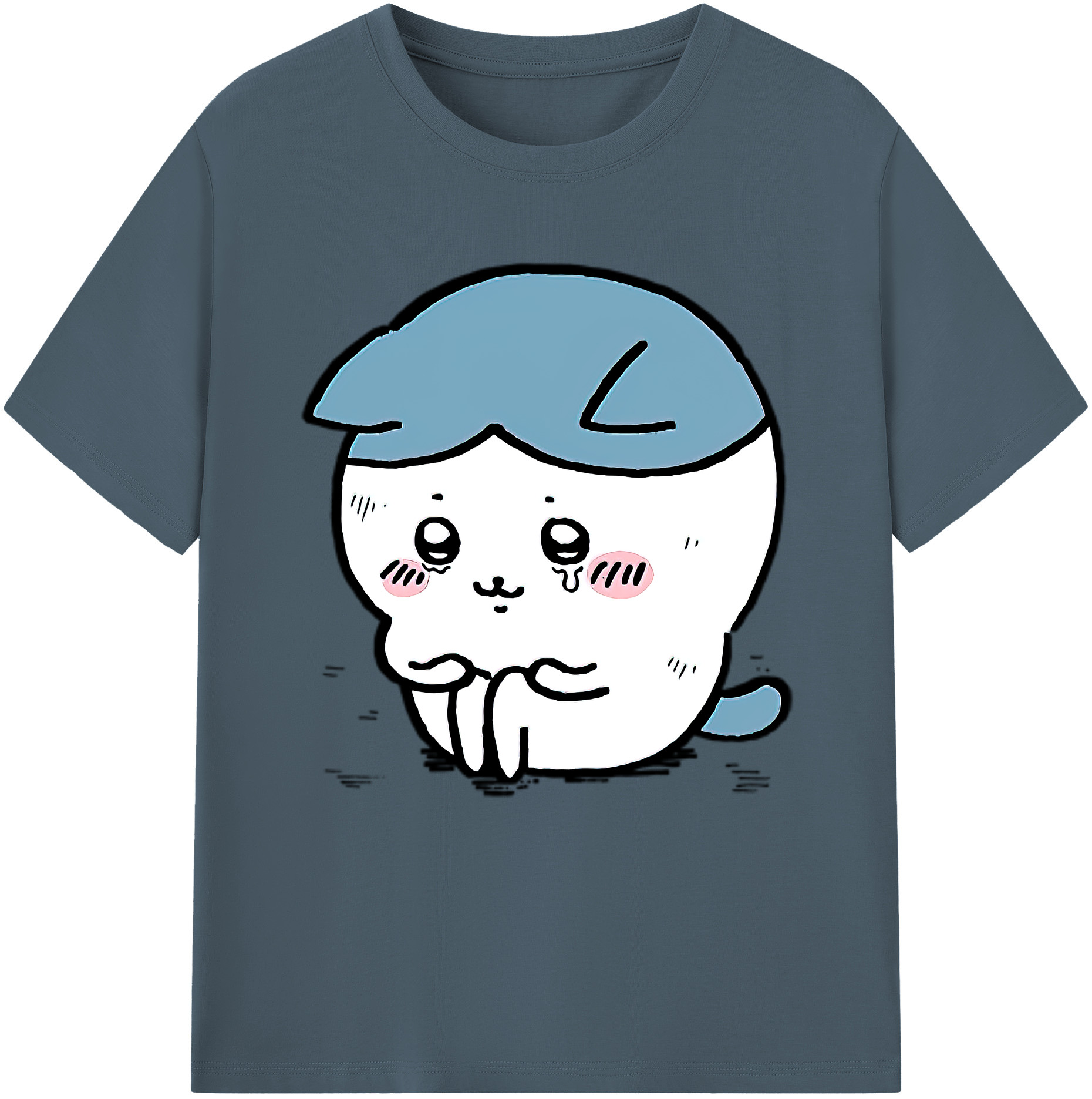 （画像用） ちいかわ ハチワレ Chii-kawa hachiware 綿100％半袖Tシャツ（フロントプリント）